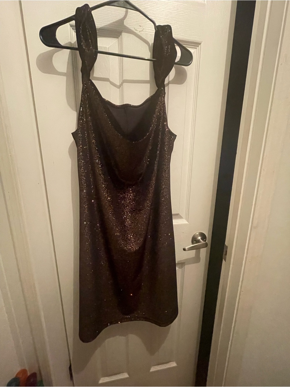 Glitter Cowl Neck Mini Dress - Brown